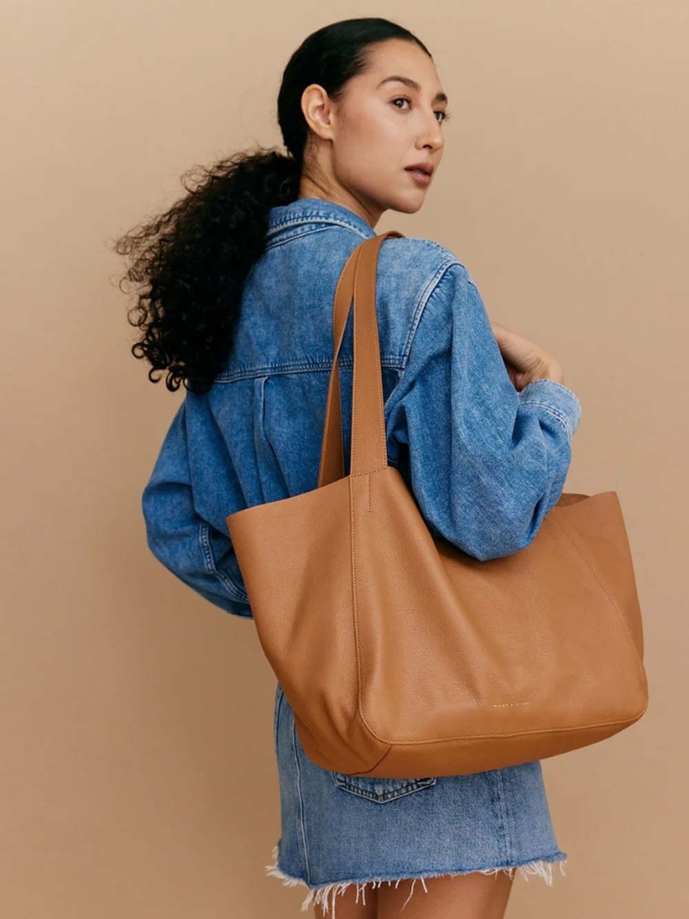Minor History The Times Slouchy Leather Tote Saddle $288